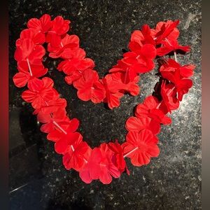 Vibrant Red Silk Floral Lei